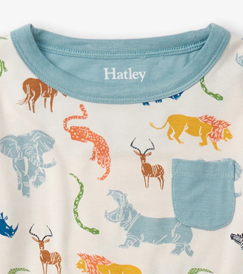 Hatley - Scratchy Safari Bamboo Pajama Set - Sea Salt