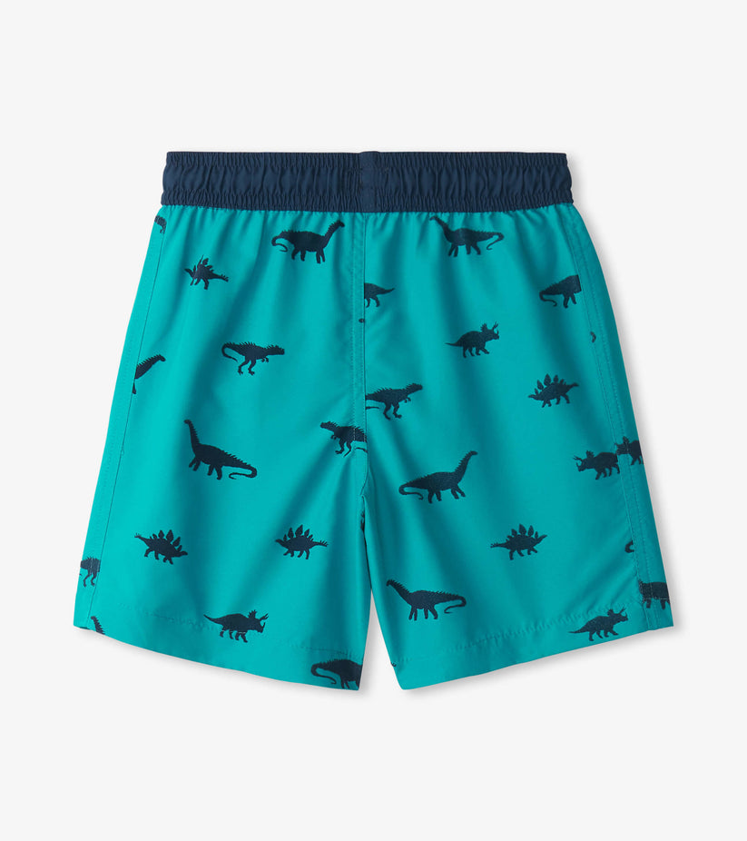 Hatley - Silhouette Dino Swim Trunks - Tile Blue