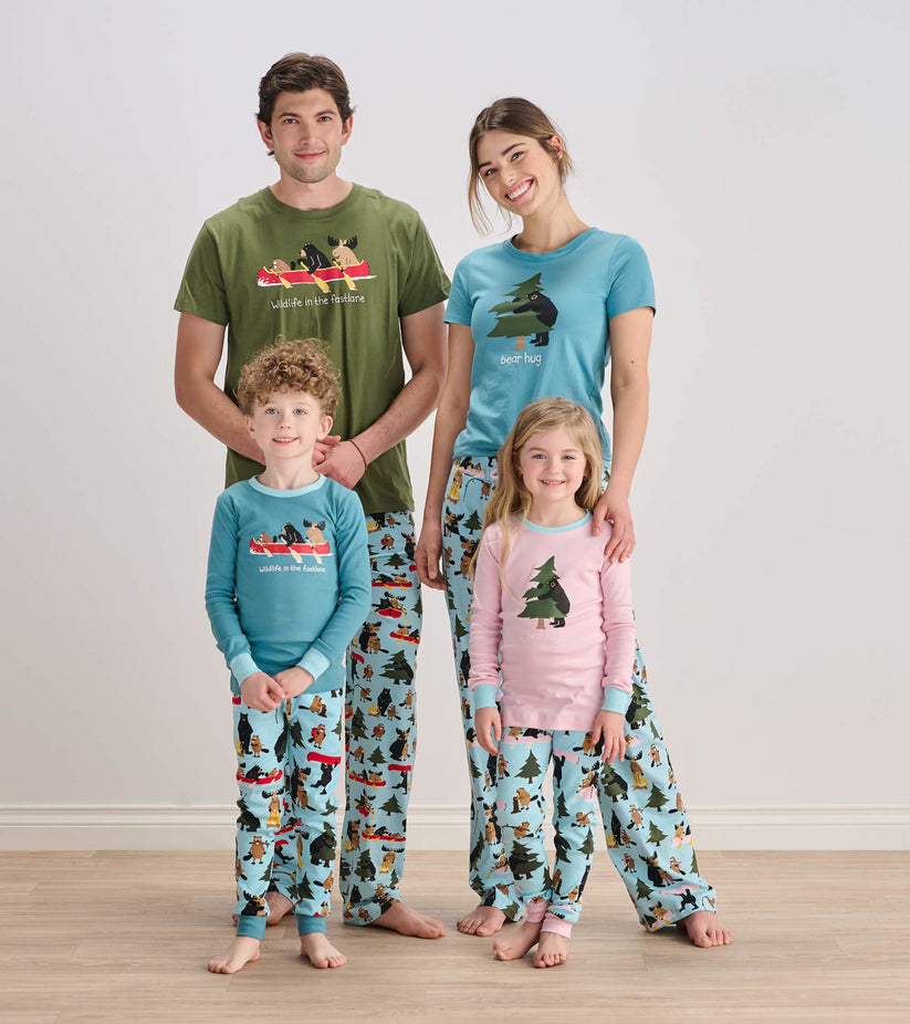 Little Blue House Life in the Wild Pink Kids Appliqué Pajama Set