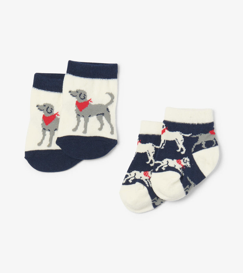 Little Blue House Navy Bandana Labs 2 Pack Baby Socks