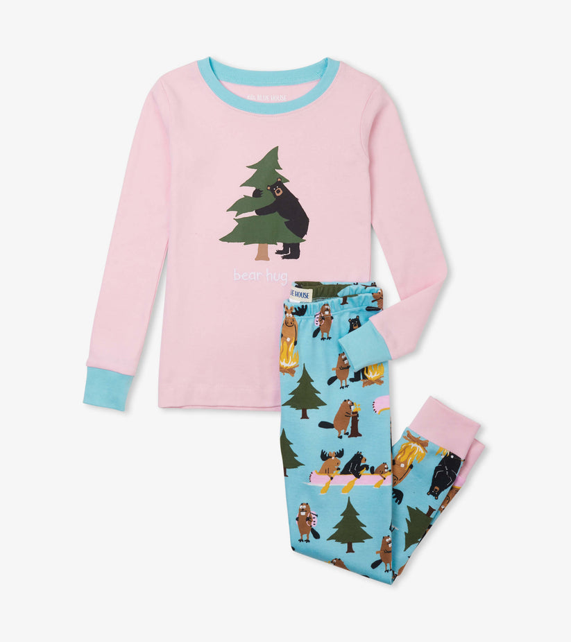 Little Blue House Life in the Wild Pink Kids Appliqué Pajama Set