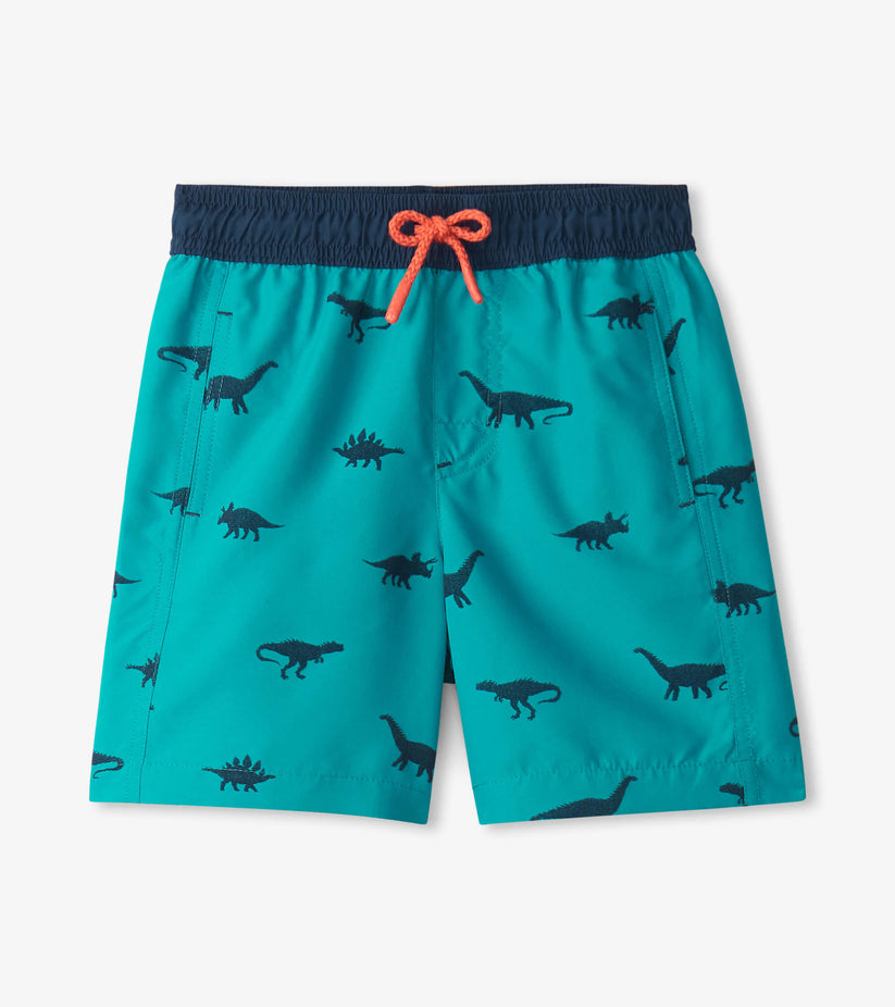 Hatley - Silhouette Dino Swim Trunks - Tile Blue