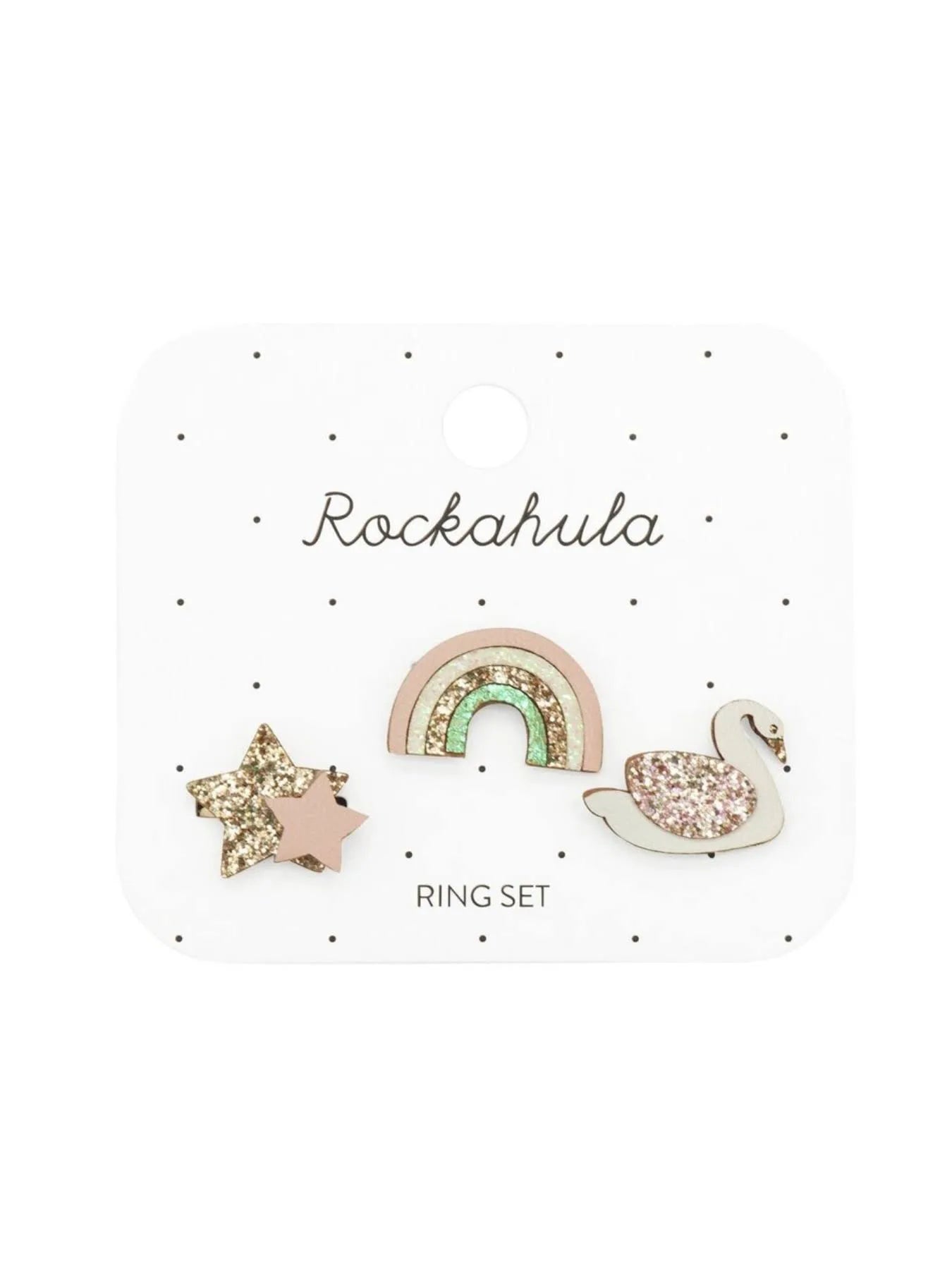 Rockahula: Enchanted Rainbow And Swan Ring Set