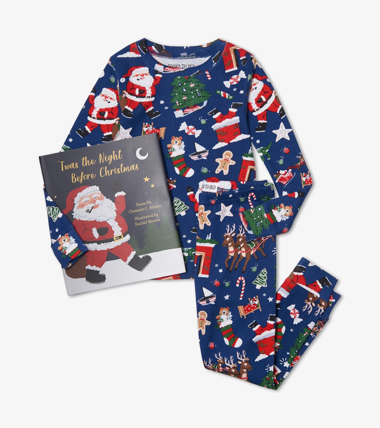 Navy Night Before Christmas Pajama- Flat Pack With Book