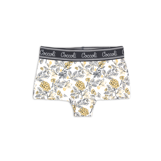 Coccoli - Cotton Girl Boxer Brief - Gold Floral Print