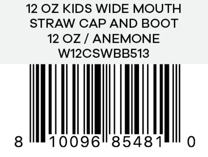 Hydro Flask - 12 OZ Kids Wide Mouth Straw Cap And Boot Anemone