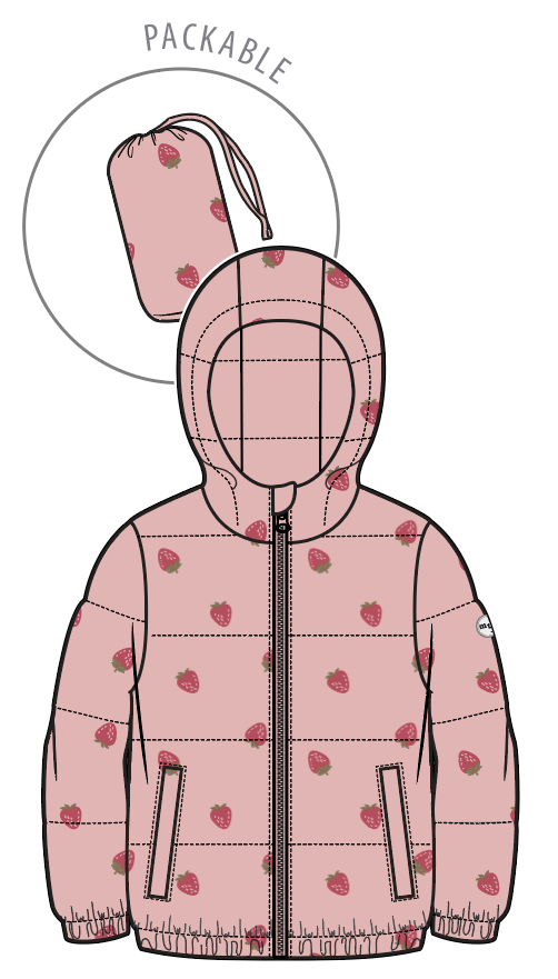 Miles The Label - Strawberry Print On Hooded Packable Jacket