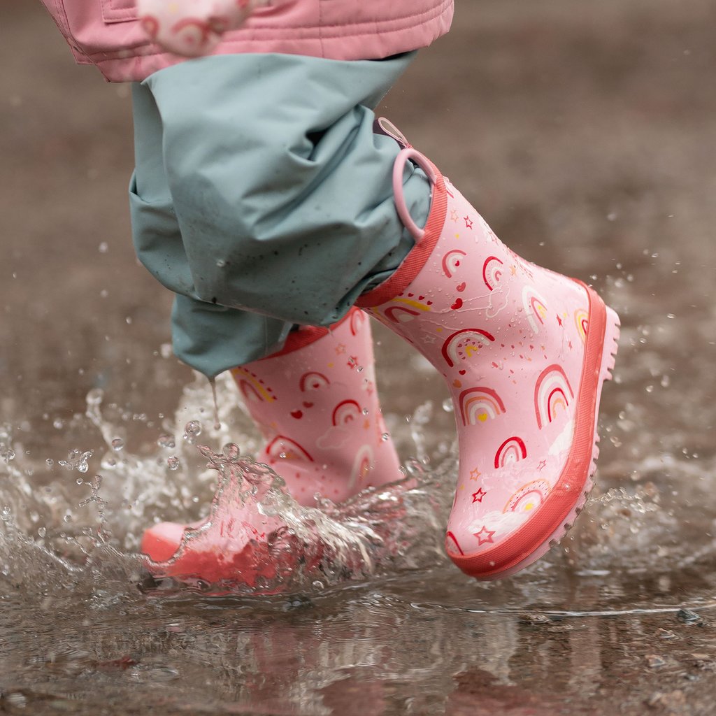 Jan & Jul- Kids Rubber Rain Boots | Pink Rainbow