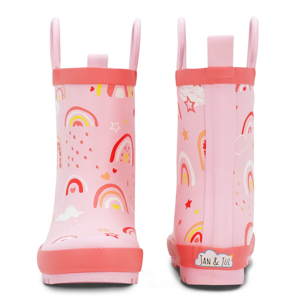 Jan & Jul- Kids Rubber Rain Boots | Pink Rainbow