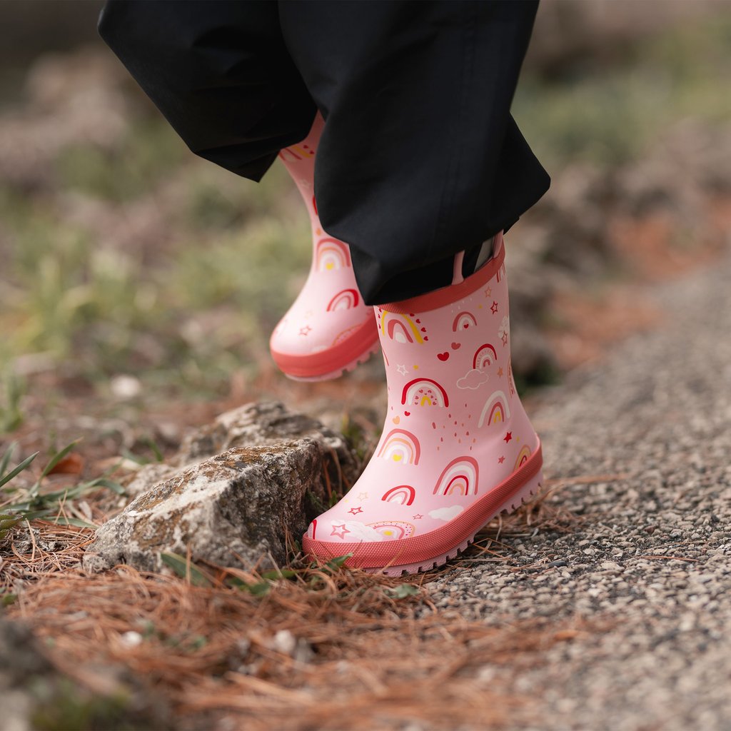 Jan & Jul- Kids Rubber Rain Boots | Pink Rainbow