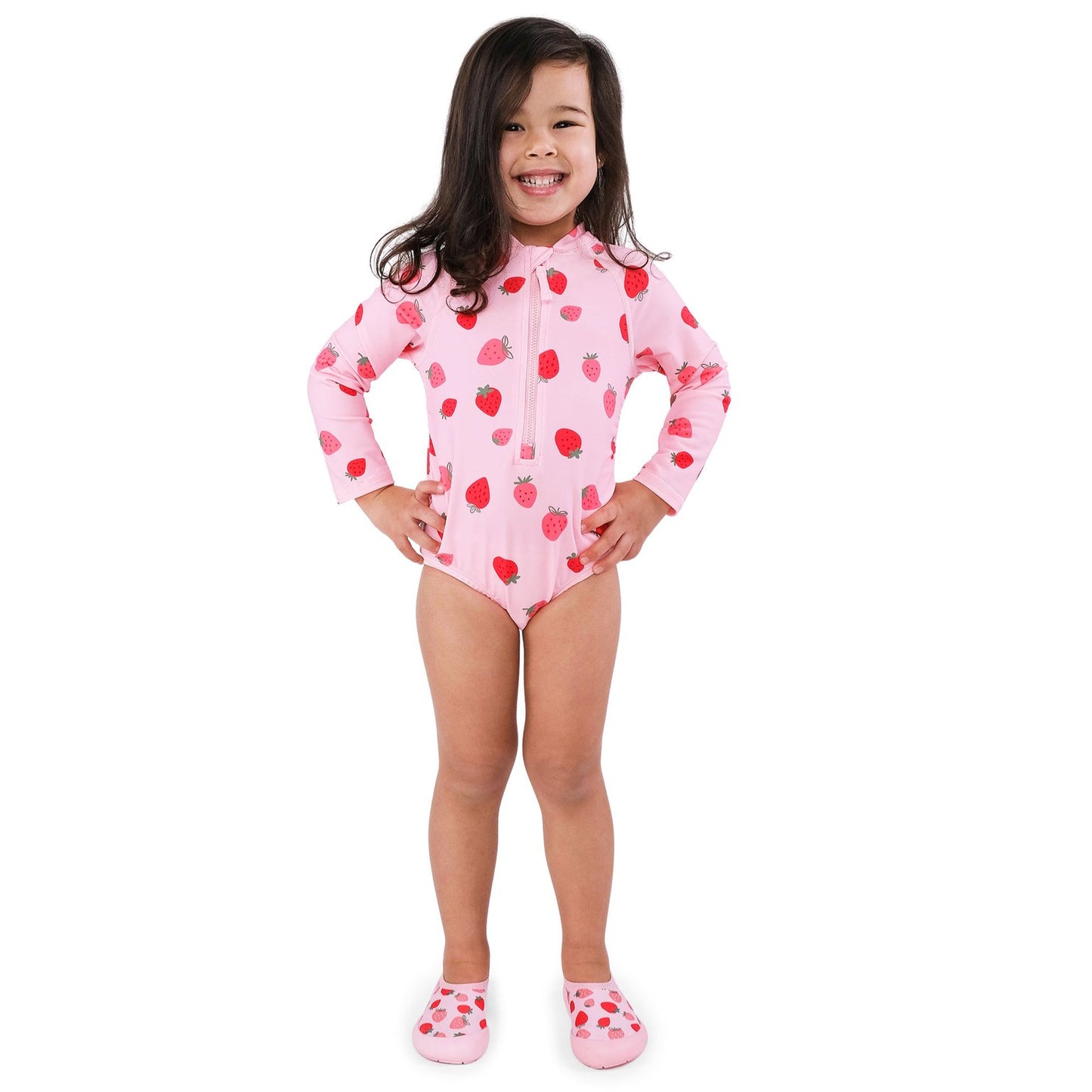 Jan & Jul - 1-pc Girls' UV Swimsuit - Pink Strawberry