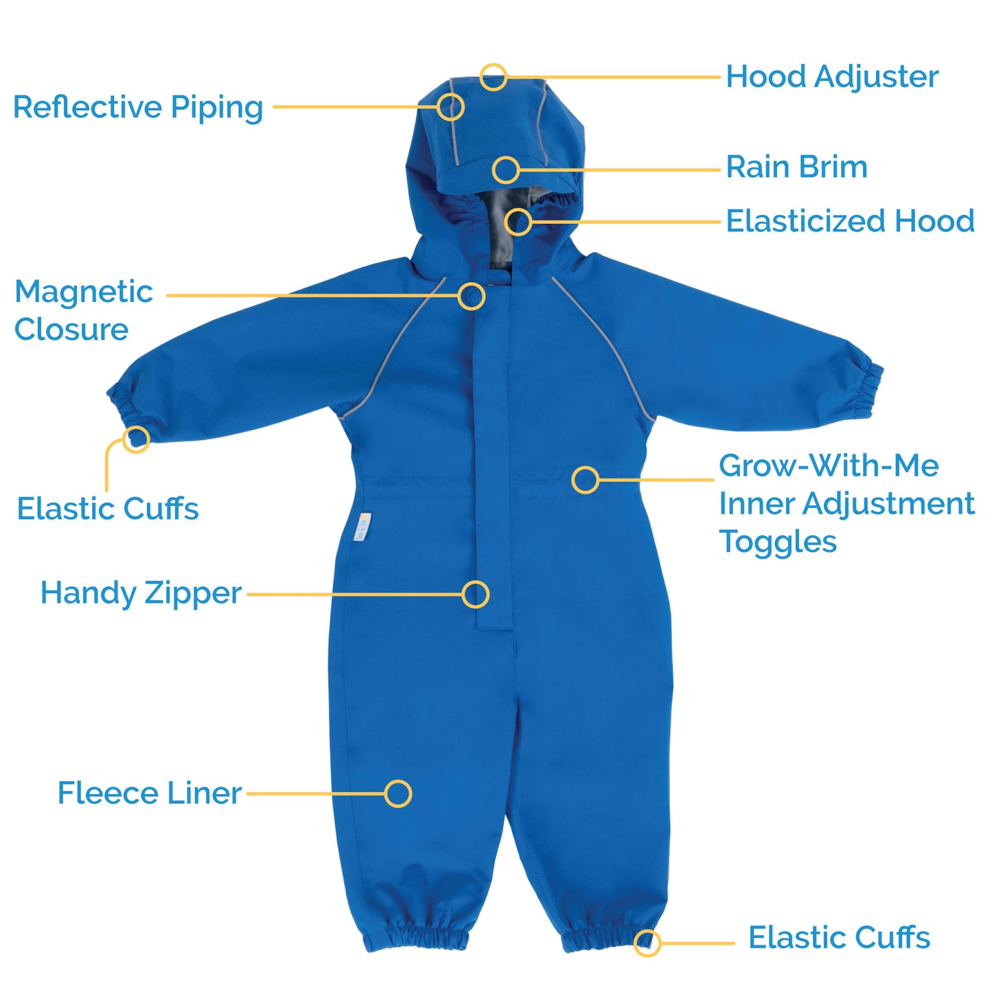 Jan & Jul-Kids Fleece Lined Rain Suits | Yellow