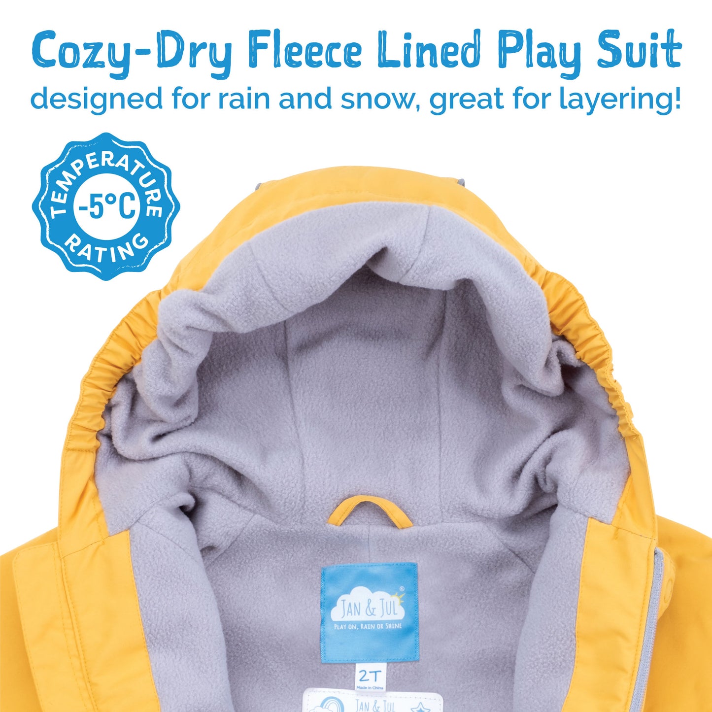 Jan & Jul- Kids Fleece Lined Rain Suits | Summer Camp