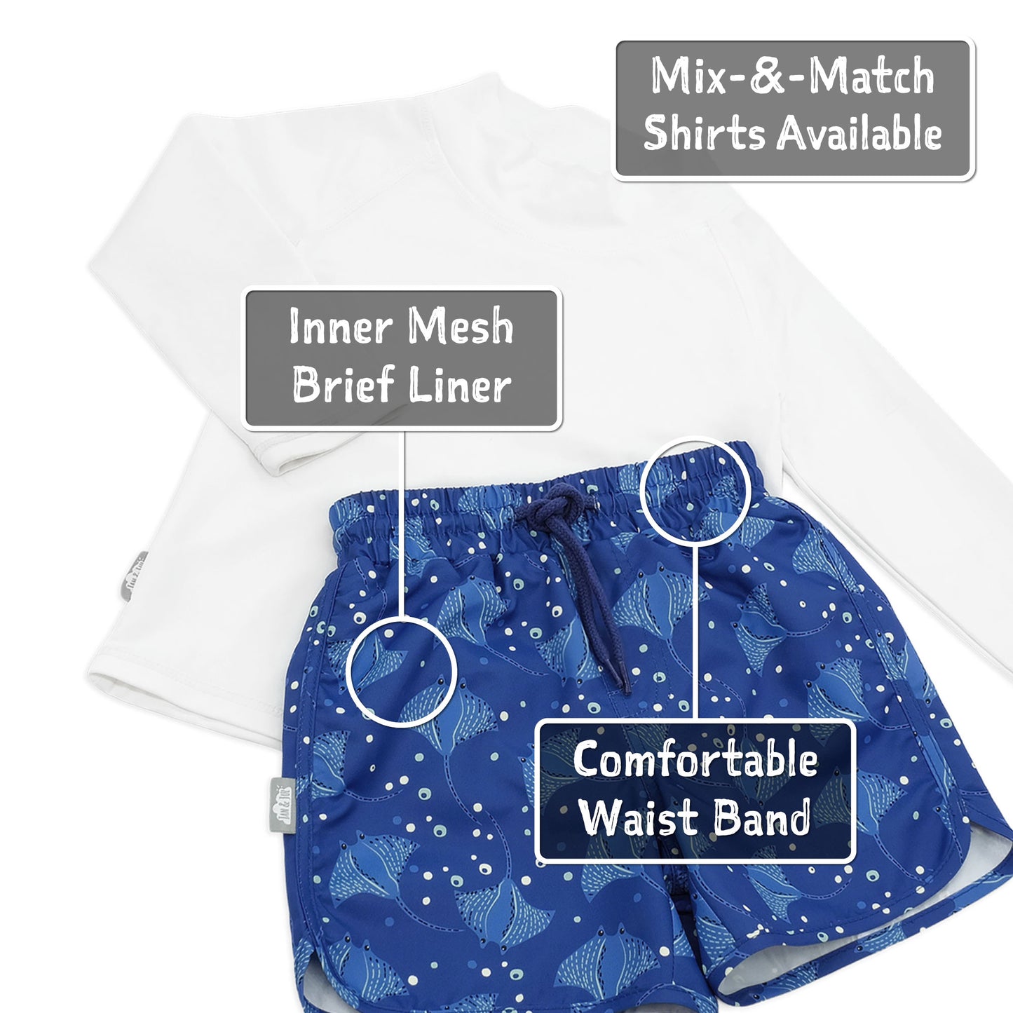 Jan & Jul - UV Swim Shorts - Manta Ray