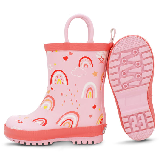 Jan & Jul- Kids Rubber Rain Boots | Pink Rainbow