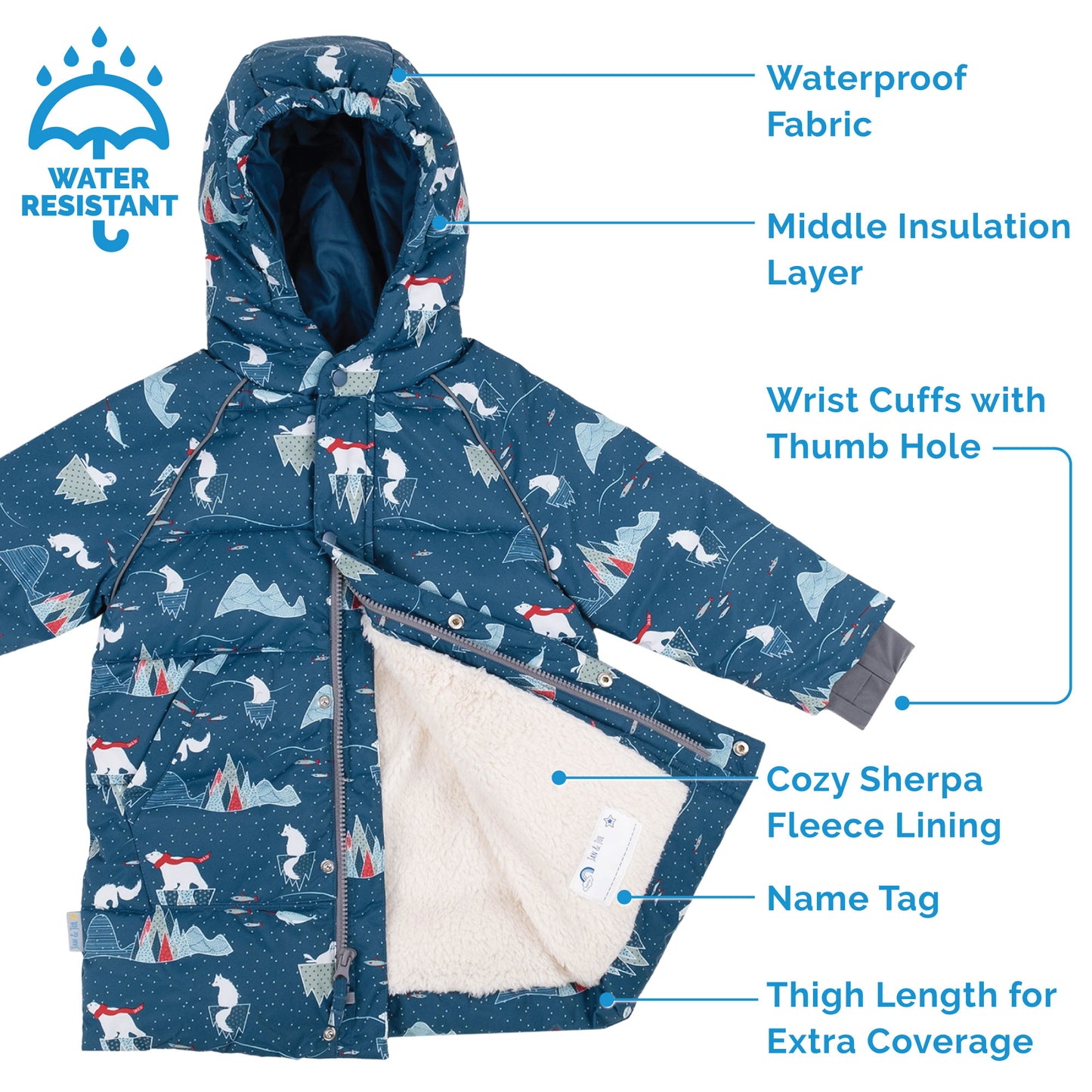 Jan & Jul Kids Waterproof Winter Toasty Dry Puffy Coat