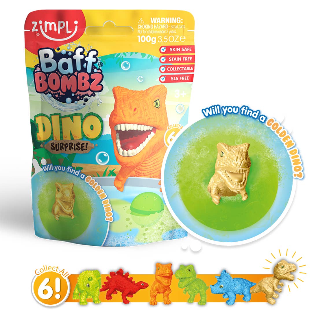 Zimpli Baff Bombz Surprise Dino Figure Large Bath Bomb